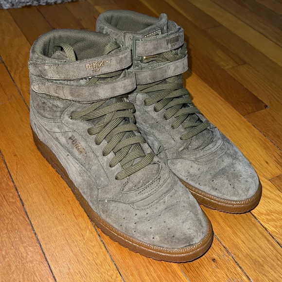 Off white/army green Puma Sky High Sneaker suede bundle - Picture 8 of 16